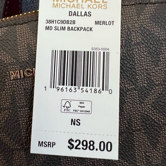 NWT MICHAEL KORS MEDIUM SLIM BACKPACK SAFFIANO LEATHER - Picture 6 of 6